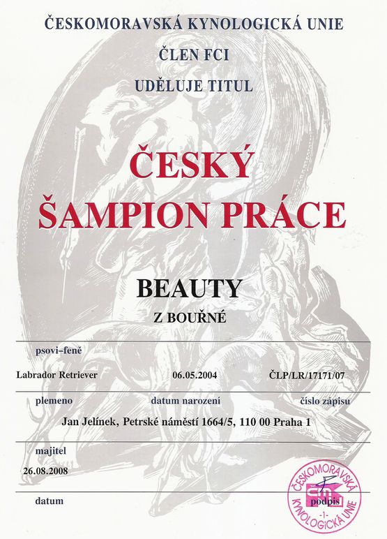 Český šampion práce - Beauty z Bouřné