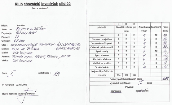 Soudcovská tabulka OVVR - Kovářov 22.10.05